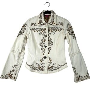 Plenty by Tracy Reese Embroidered Western Boho Jacket Women's Size 4 Y2K Vintage